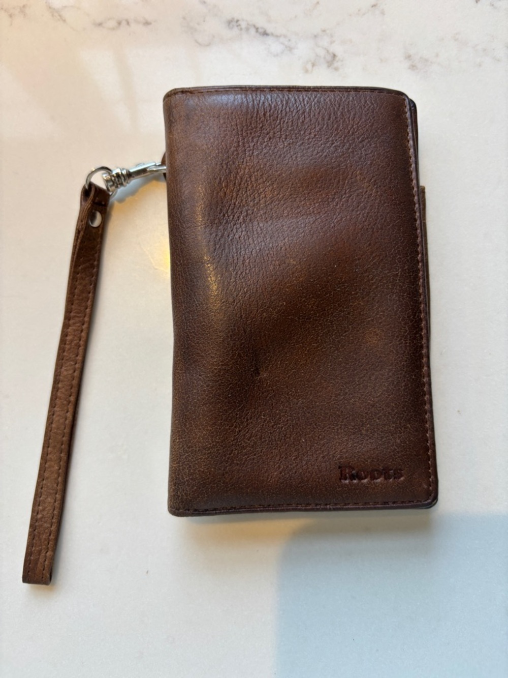 Vintage Roots Tribe Brown Leather Wristlet Wallet
